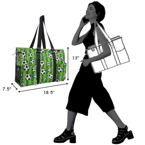Zip-Top Tote Bag with Exterior Pockets for Working Women, Teachers, Nurses, and Moms, Design in USA