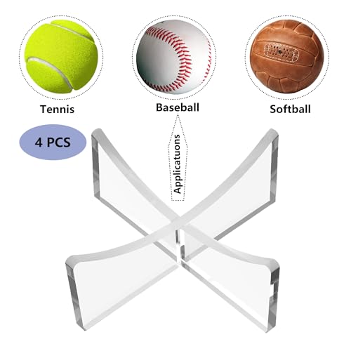 Ball Stand 4-Pack, Acrylic Display Stand for Softball, Baseball, Golf Ball and Field Hockey Ball, Ball Display Holder for Storage and Displaying - size: 1.97x1.1 inch