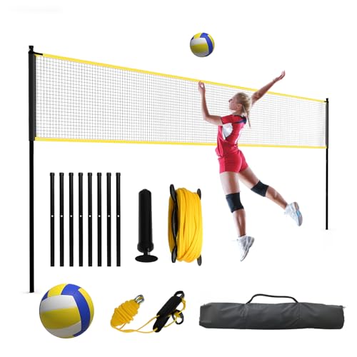 32ft Beach Volleyball Net Set – Height Adjustable, Portable with Ball, Pump & Carry Bag – Complete Outdoor Training & Game Equipment