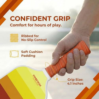 – Carbon Fiber Pickleball Paddles – USAPA Approved, Honeycomb Core, Cushioned Grip, Lightweight Design – Single Paddles & Paddle Sets - color: Yellow Sunset - Single Paddle