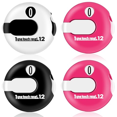 Frienda 4 Pcs Golf Score Counter 1.2 Inch Touch Reset Golf Stroke Counter Clicker with Clip Mini Compact Score Tracker Attachment for Women Men Golfers Scorekeeper Gloves