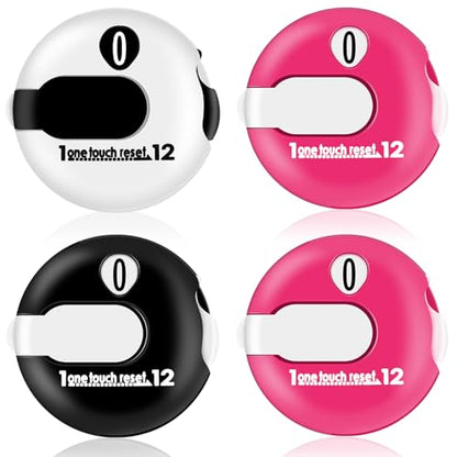 Frienda 4 Pcs Golf Score Counter 1.2 Inch Touch Reset Golf Stroke Counter Clicker with Clip Mini Compact Score Tracker Attachment for Women Men Golfers Scorekeeper Gloves
