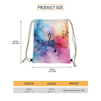 Mumeson Gym Bag Sport Drawstring Bag Large Capacity Toiletry Bag Drawstring Backpack, Dazzle Musical Note Print - color: Dazzle Musical Note