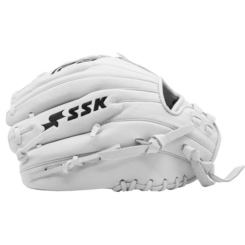 SSK FP5 Fastpitch Softball Glove – Infield - Outfield - Pitcher – 11.5”-11.75”-12”-12.25”-12.5”-12.75”-13”– Right & Left Hand Throw - color: White - Basket Web, size: 11.5" - Right Hand Throw