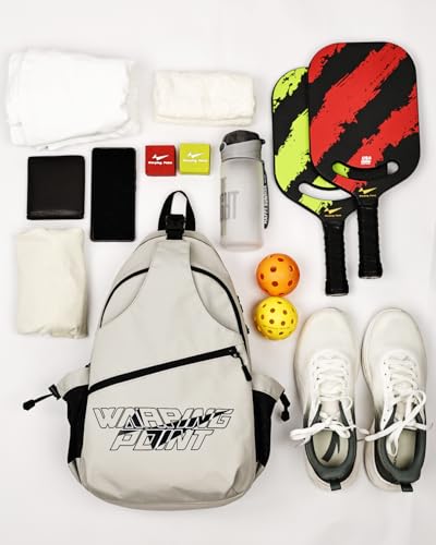 Warping Point Carbon Fiber Pickleball Paddle & Crossbody Adjustable Grey Pickleball Bag | Aero Throat & Thermoformed Polypropylene Honeycomb Core | Textured Carbon Grit Surface | Power