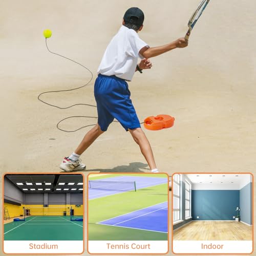 Tennis Trainer Rebound Ball with 3 String Balls, Solo Tennis Training Equipment for Self-Pracitce,Portable Tennis Practice Training Tools for Adults, Kids, Beginners Sport Exercise