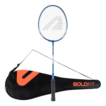 Boldfit Aluminium Badminton Racket With Full Cover Bag - Lightweight Wide Face Shuttle Bat for Match Play - Blue - color: Blue
