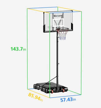 Basketball Hoop,Portable Basketball Hoop System for Outdoor, Adjustable Height 5.7-10ft 45in Backboard Basketball Goal for Kids Teen and Adult
