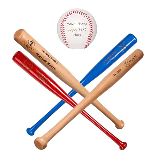 Personalized Mini Baseball Bat 18", Custom Engraved Name, Number & Logo, Small Wooden Bat Gift for Little League, Teams, Players, Fathers - color: mini baseball bat