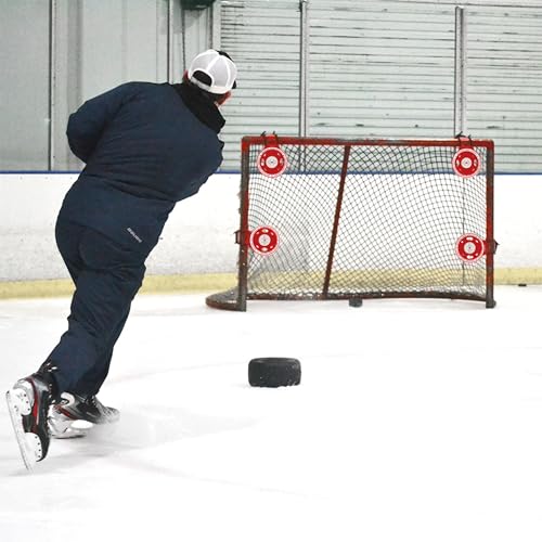 NOVO Hockey Shooting Targets by Snipers Edge – Durable Training Targets for All Levels – High-Visibility Red with White Center – Quick Clip-On Fit for Any Goalpost – Assembled in USA