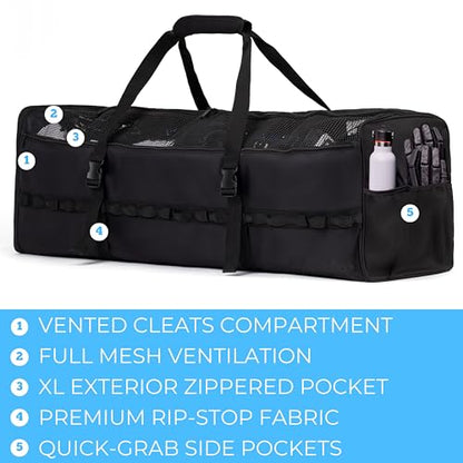 Athletico Lacrosse Duffel - Extra Large Lacrosse Bag - Holds All Lacrosse or Field Hockey Equipment (Black)