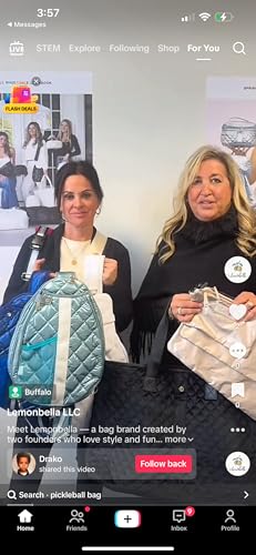 lemonbella Pickleball Sling Bag for Women | Holds 2 Pickleball Paddles | Pickleball Paddle Cover + Zip Pockets | Cute Pickleball Bag + Women's Crossbody Handbag Style - color: Seafoam
