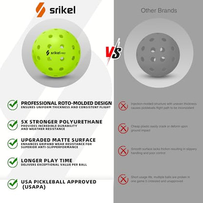 Pickleball Balls-USAPA Approved Outdoor/Indoor Pickleballs,Seamless Roto-Molded Design for Durability,Crack-Resistant 40-Hole Pickle Ball for Beginner Intermediate Pro Player,6/12/36/50/100Pack