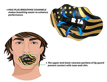 Football Mouth Guard Lip Guard MAXX/Might Football and High Impact Sports Lip Protector for Adults & Youth (Strap Included)