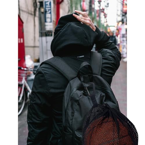 Single Mesh Ball Bag with Zipper Pocket - Fits All Kinds of Backpacks, Carries Basketball, Football and Volleyball