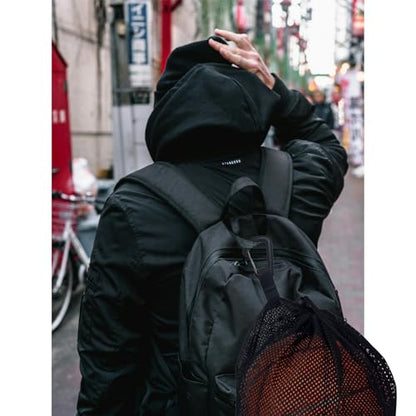 Single Mesh Ball Bag with Zipper Pocket - Fits All Kinds of Backpacks, Carries Basketball, Football and Volleyball