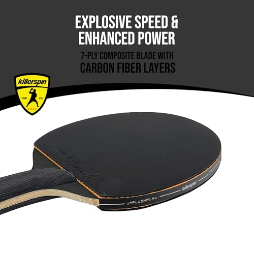 Killerspin Impact Series Table Tennis Paddles - Black/Black Ping Pong Racket, Table Tennis Equipment for Beginners/Intermediates - Ensures Solid Control and Spin - style: Impact D9 PowerGrip