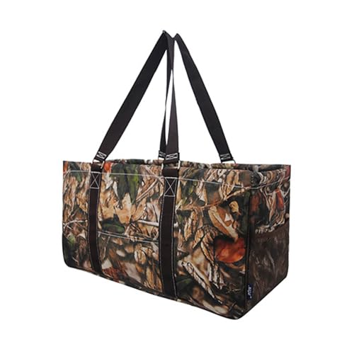 Extra Large Utility Tote Reusable Grocery Bag Oversized Collapsible for Groceries, Storage, Picnic, Beach (Camo-brown) - color: Camo-brown