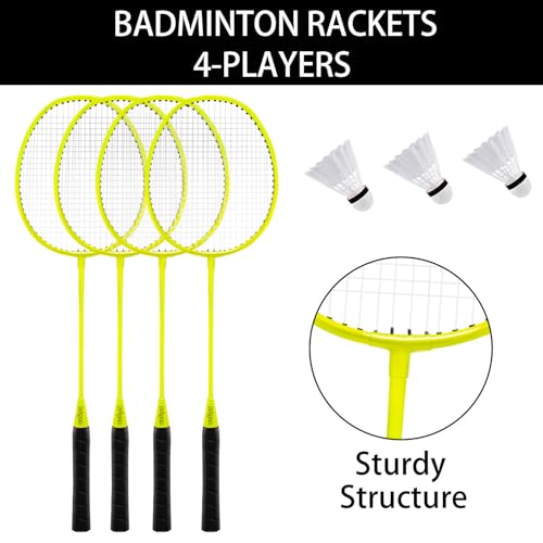 Zdgao Volleyball and Badminton Combo Set for Backyard - 20FT/32FT Volleyball/Badminton Net with Adjustable Height Pole,Anti-Sag System,Volley Ball, Badminton Racquets,Boundary Line and Carry Bag