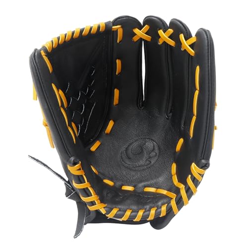 PHINIX 12 1/2 Inch Slowpitch All Pigskin Softball Gloves Multiple Colors - color: Black