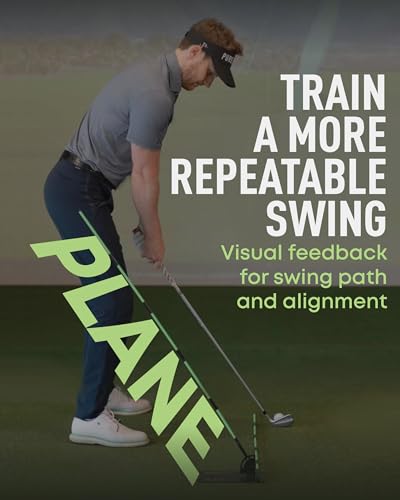 Golf Swing Plane Trainer – Adjustable Alignment Stick Holder, Weighted Metal Golf Training Aid for Swing Path, Indoor & Outdoor Practice Equipment for Men