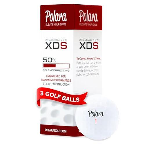 Polara Self-Correcting Golf Balls – High-Performance Golf Balls with Soft Feel, Anti-Slice & Hook Correction, Exceeds USGA Limits, Dimple Design for Maximum Distance, Golf Accessories for Men & Women - size: 1 Sleeve of 3, style: Extra Distance & Spin