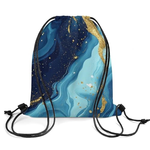 Travel Drawstring Backpack Theft Proof Cinch Sack Water Resistant Sackpack for Camping Hiking Outdoor Sports, Blue Trippy Marble Bags - color: Picture (1016)
