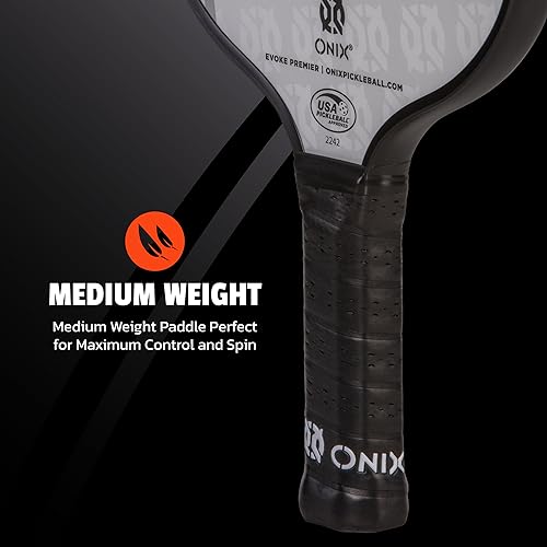 Onix Evoke Premier Professional Tournament Pickleball Paddle Composite Face Impact Paddle Shape - color: White, size: Medium, style: 16mm