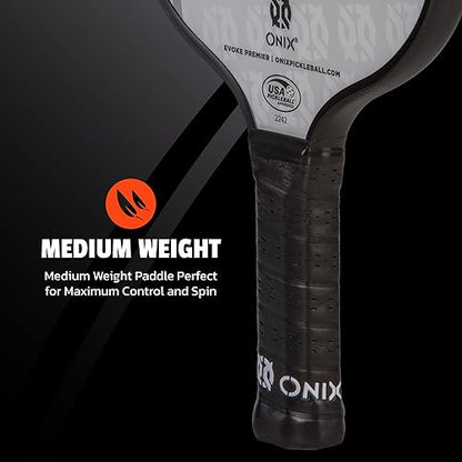 Onix Evoke Premier Professional Tournament Pickleball Paddle Composite Face Impact Paddle Shape - color: White, size: Medium, style: 16mm