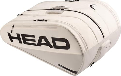 HEAD Tour Racquet Bag XL (12R) Tennis Bag - Holds Up to 12 Racquets, CCT+ Climate Control Technology, 3 Main Compartments, Shoe Pocket & Backpack Carry System - color: White