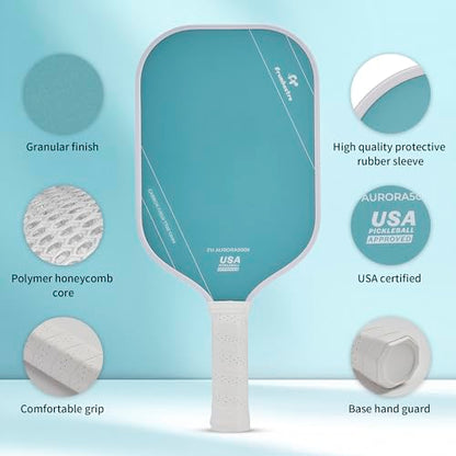 FH-500 T700 Pickleball Racket, 14MM Thick Two-Handed Offensive Pickleball Racket, Speed and Control - color: Light Blue
