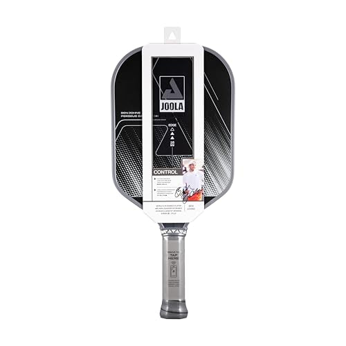 JOOLA Ben Johns CAS 16mm Carbon Fiber Pickleball Paddle - CAS Surface Tech - Control & Power Paddle - USAP Approved - Aero Curve - Feel-Tec Pure Grip - NFC Chip - color: Shadow Gray, size: Perseus