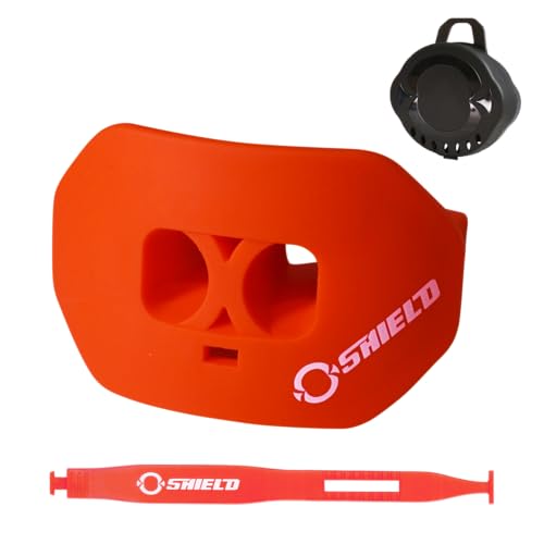 O Shield Core Football Mouth Guard with Detachable Strap, No Boil Brace Friendly Lip Guard for Football, 7v7, Flag Football and Training - color: Orange