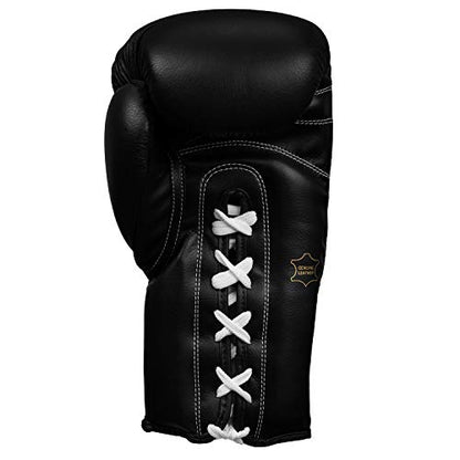 Title Classic Leather Lace Training Gloves 2.0 - Lace Up Boxing Glove, Boxing Competition Gloves, Boxing Sparring Gloves, Boxing Training Gloves, Boxing Bag Gloves, Boxing Gloves - color: Black, size: 16 oz