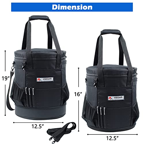 VIGERARI Baseball Bucket Bag- Coach Bag-Expandable Softball Bucket Organizer with Padded Seat