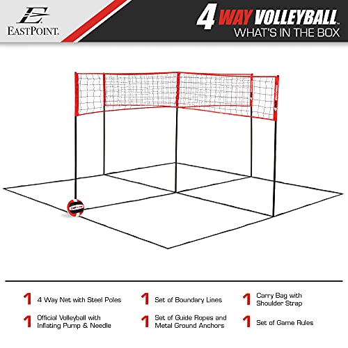 EastPoint Sports 4-Way Volleyball - size: Adjustable Height - Adjusts from 61'' to 85''