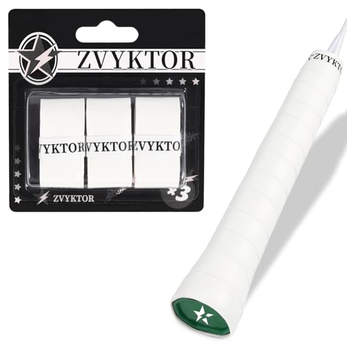 Tennis Racket Grip Tape, Ultra Thin Tacky Tennis Overgrip for Sweat Absorption & Control – Durable Anti-Slip Replacement Grip for Tennis, Badminton & Pickleball (3 Pack) - color: WHITE
