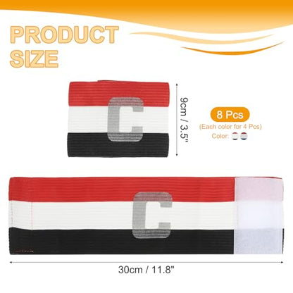 MECCANIXITY Soccer Captain Armband, Captain Arm Bands for Soccer Elastic Captain C Arm Band Sports Captain Armbands for Football Team Training Youth & Adult - color: Black Red/Blue Red