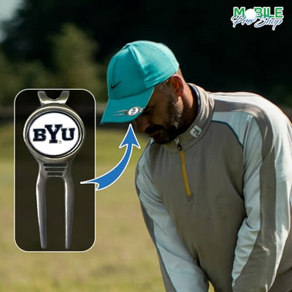 Divot Repair Tool Removable Magnetic Ball Marker-Best Divot Fixer - style: BRIGHAM YOUNG COUGARS