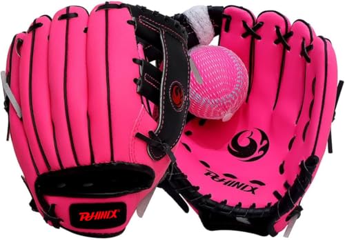 PHINIX Baseball Glove Tee Ball Mitts with Soft Ball for Kids Play & Training 8.5"-10" - color: Pink, size: 10"Right Hand Throw