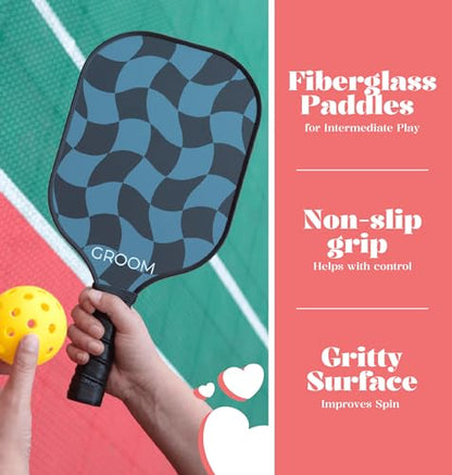 A Perfect Match Pickleball Paddle Set Engagement Gifts for Couples I I His and Hers Gifts I Includes 2 Pickleball Paddles, Carrying Bag and 2 Pickleballs - style: Bride and Groom
