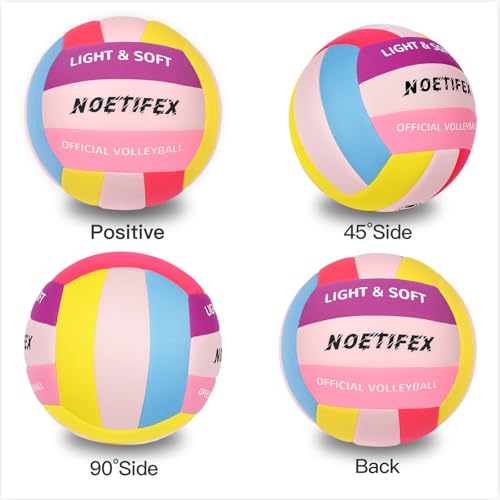 Soft Volleyball-Super Soft Fabric Light Volleyball for Indoor Practice Safe and Quiet Kids Youth Beginners House Yard Training Practice Games(Deflated) - color: Colorful