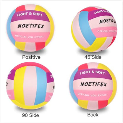 Soft Volleyball-Super Soft Fabric Light Volleyball for Indoor Practice Safe and Quiet Kids Youth Beginners House Yard Training Practice Games(Deflated) - color: Colorful