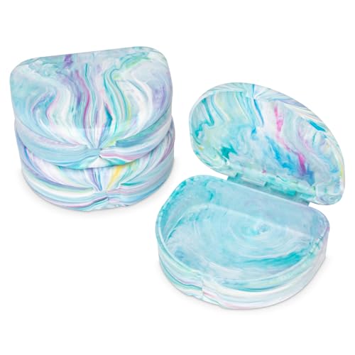 Practicon Marble Retainer Cases, Orthodontic Aligner Case, Mouth Guard Holder (3 Pack) (Cotton Candy) - color: Cotton Candy