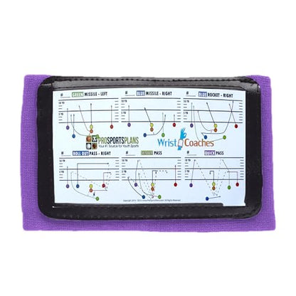 Football Play Wristbands - Youth Quarterback Gear - Wristband Playbook for Football and Softball Signs - color: Purple