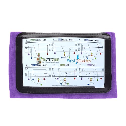 Football Play Wristbands - Youth Quarterback Gear - Wristband Playbook for Football and Softball Signs - color: Purple