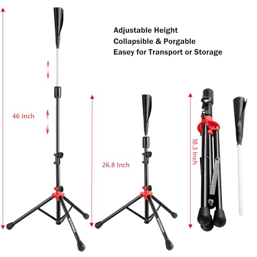 Storgem Batting Baseball tee Softball, Easy to Adjustable Height,Portable Tripod Stand Base Tee for Hitting Training Practice,with Carrying Bag