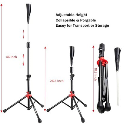 Storgem Batting Baseball tee Softball, Easy to Adjustable Height,Portable Tripod Stand Base Tee for Hitting Training Practice,with Carrying Bag