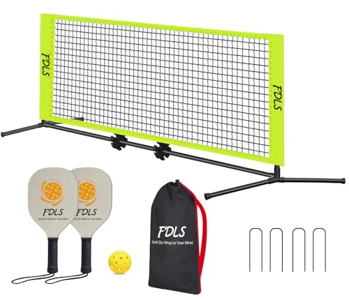 FDLS 5FT/10FT Portable Small Pickleball Net for Driveway Backyard,with Carry Bag for Indoor Outdoor, for All Levels, Easy Set up - style: 5FT Green(2 Paddles)