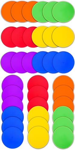 Spot Markers 9/10 Inch Floor dots Non-Slip Rubber Agility Markers Flat Field Cones for Gym/PE Soccer Football, Basketball Training Markers,School Activities, Exercise Drills, Dance Practice - style: 9 inch 36Pcs(6 Colors)